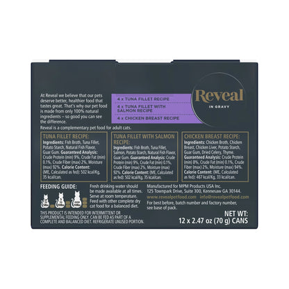 Reveal Natural Wet Cat Food, Fish & Chicken in Gravy Variety Pack, 12 X 2.47 Oz Cans