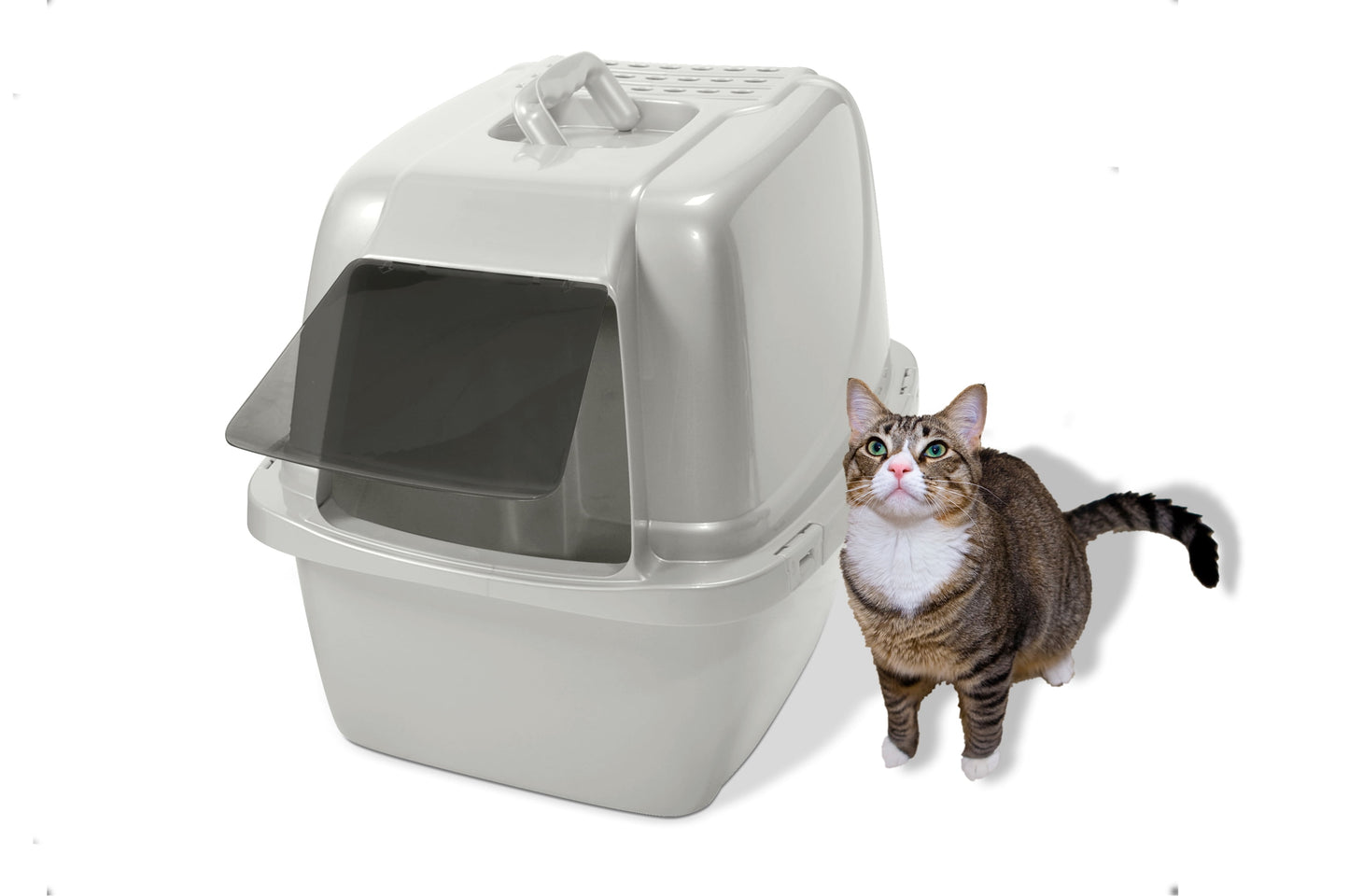 s Enclosed Cat Litter Box White, LG