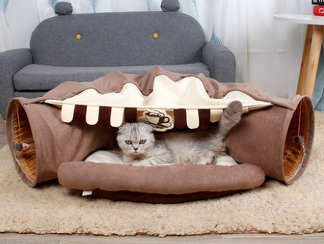 Pet Cats Tunnel Interactive Play Toy Mobile Collapsible Ferrets Rabbit Bed Tunnels Indoor Toys Kitten Exercising Products